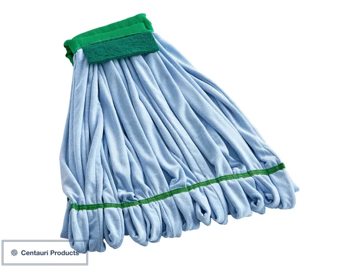 Blue Microfiber Tube Mop w/ 5" Green Headband