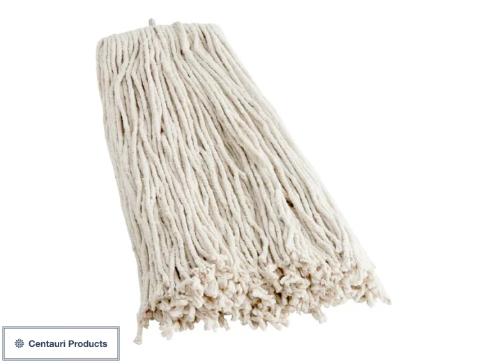 24oz #32 Natural Cotton Cut-End Wet Mop Head w/ Screw-On Band