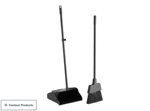 LVX 12" Open-Lid Lobby Dust Pan w/ Broom