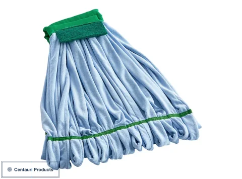 Blue Microfiber Tube Mop w/ 5" Green Headband