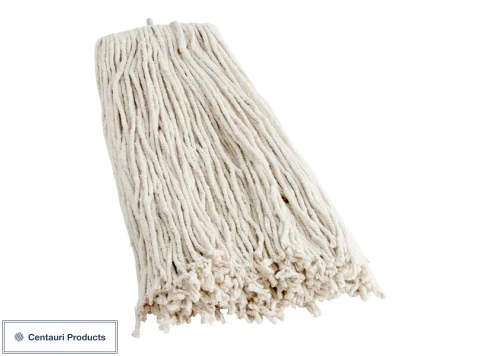 24oz #32 Natural Cotton Cut-End Wet Mop Head w/ Screw-On Band