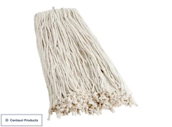 24oz #32 Natural Cotton Cut-End Wet Mop Head w/ Screw-On Band