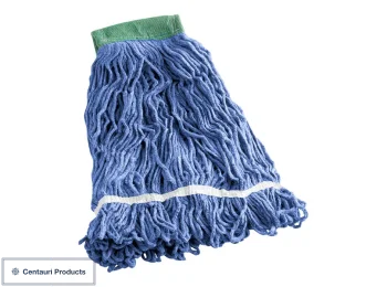 24oz #32 Blue Cotton Blend Looped End Wet Mop Head w/ 5" Headband